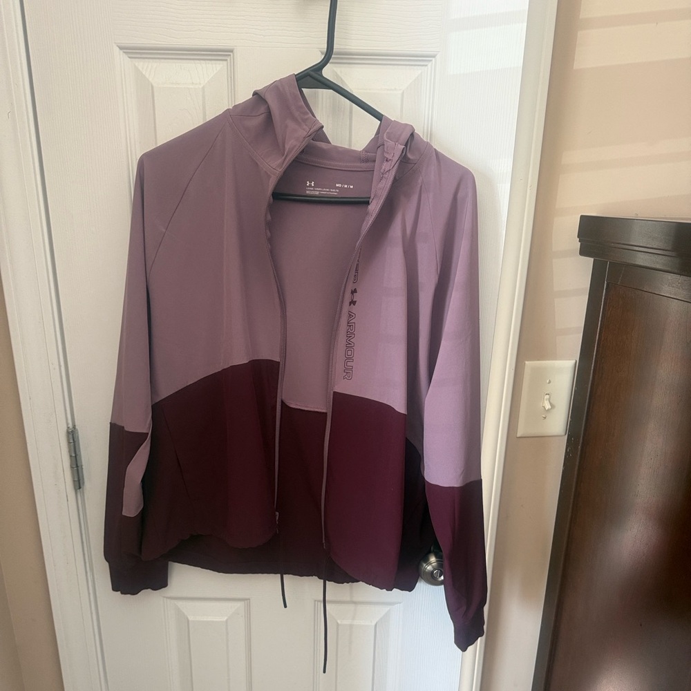 Under Armour Women's Colorblock Bomber Jacket - Lavender and Maroon